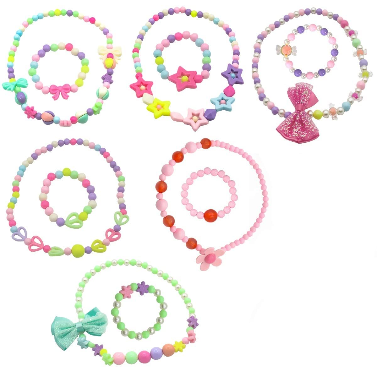 SANNIDHI® 12 Pcs Beaded Necklace Bracelet Set for Girls Combo Jewelry Set Stretch Beads Bracelets Necklaces for Girls Kids Baby Toddler Gift Princess Party Dress Up Cosplay Accessories SANNIDHI® 12 Pcs Beaded Necklace Bracelet Set for Girls Combo Jewelry Set Stretch Beads Bracelets Necklaces for Girls Kids Baby Toddler Gift Princess Party Dress Up Cosplay Accessories